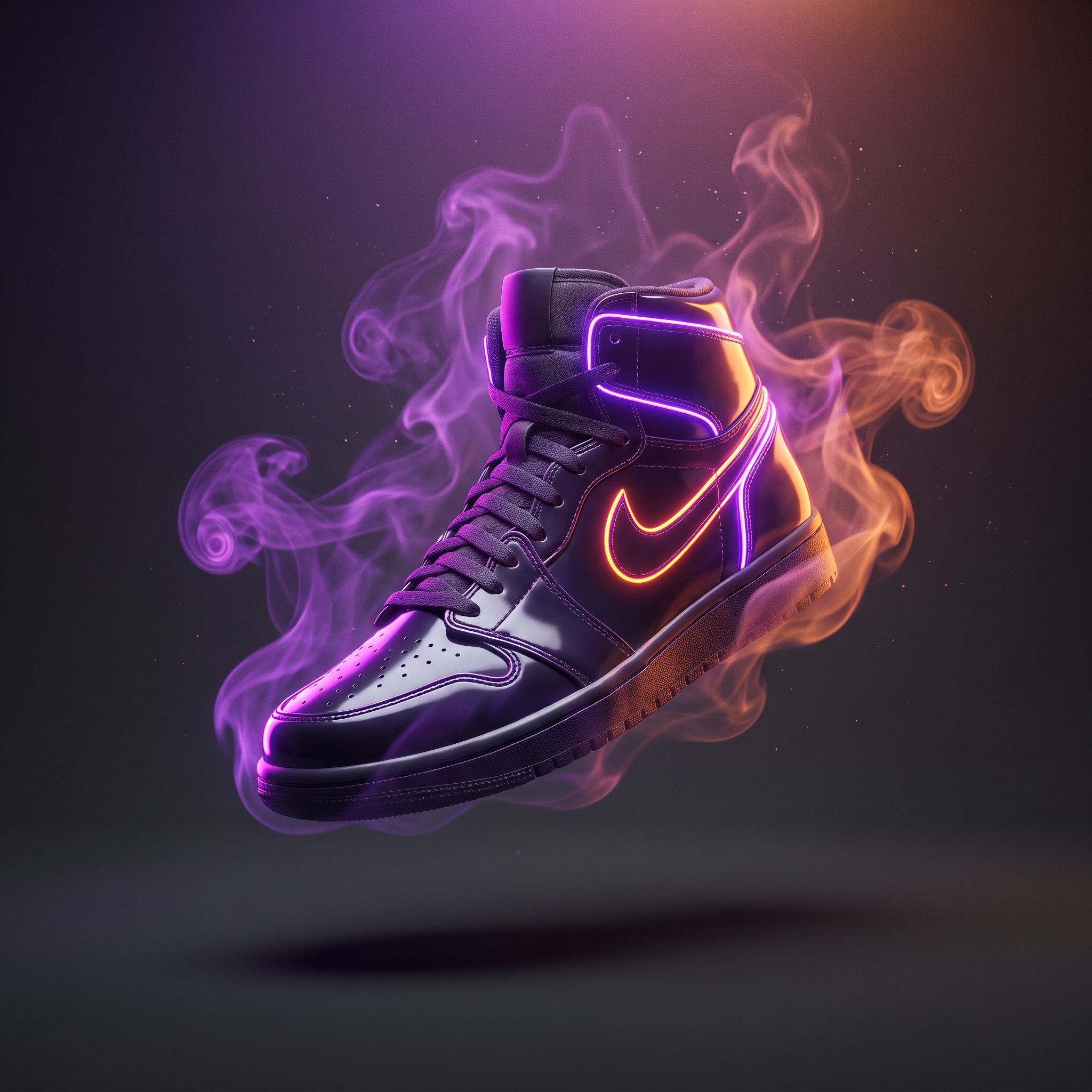 Featured trending sneaker floating with dynamic lighting